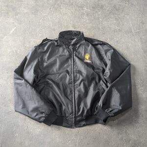 Vintage 80s Busch King Cobra Jacket Size L Black Moto Satin Malt Liquor Beer